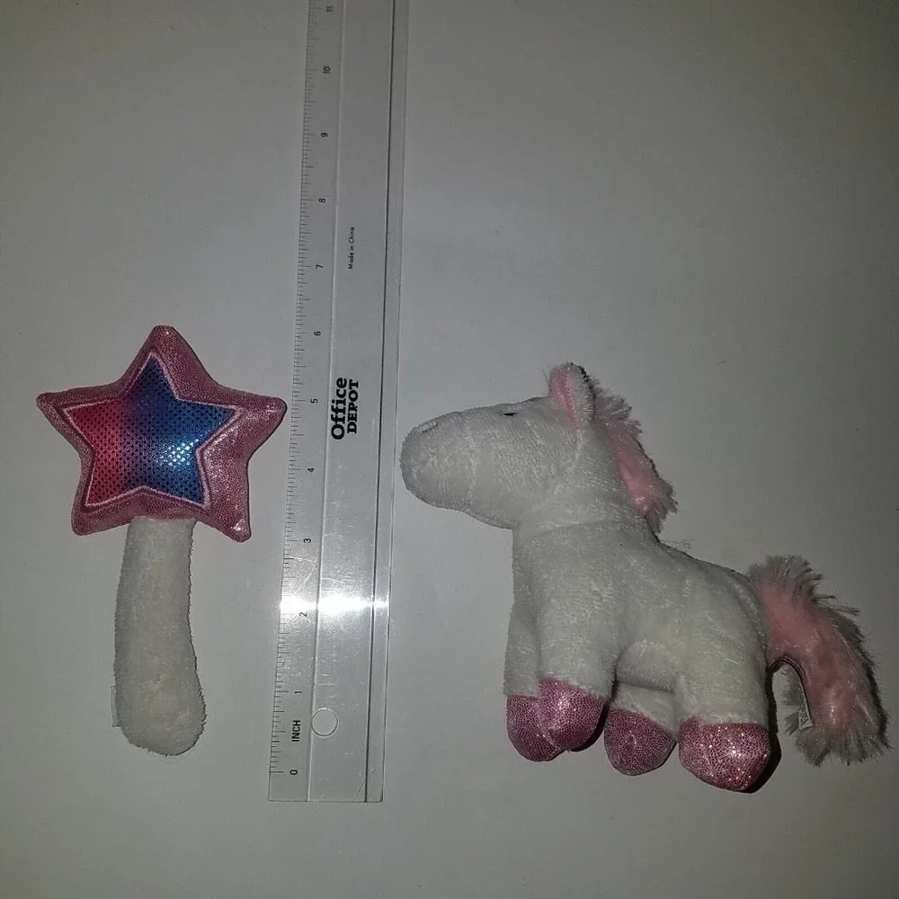 4 Prextex Plush Lot Pink Blond Girl Princess White Horse Mirror Star Wand